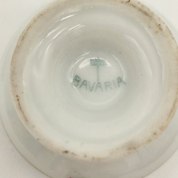 2 Porcelain Bavarian Urn Shaped Open‎ Salt Dip Cellars Roses Leaves Gold Trim - Picture 8 of 9